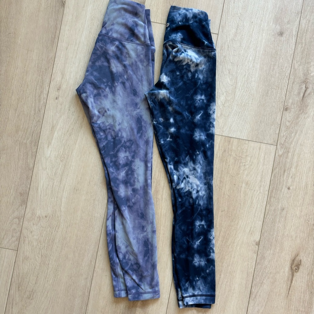 BUNDLE!! Two 90 degrees by reflex size XS tie dyed blue and purple leggi…